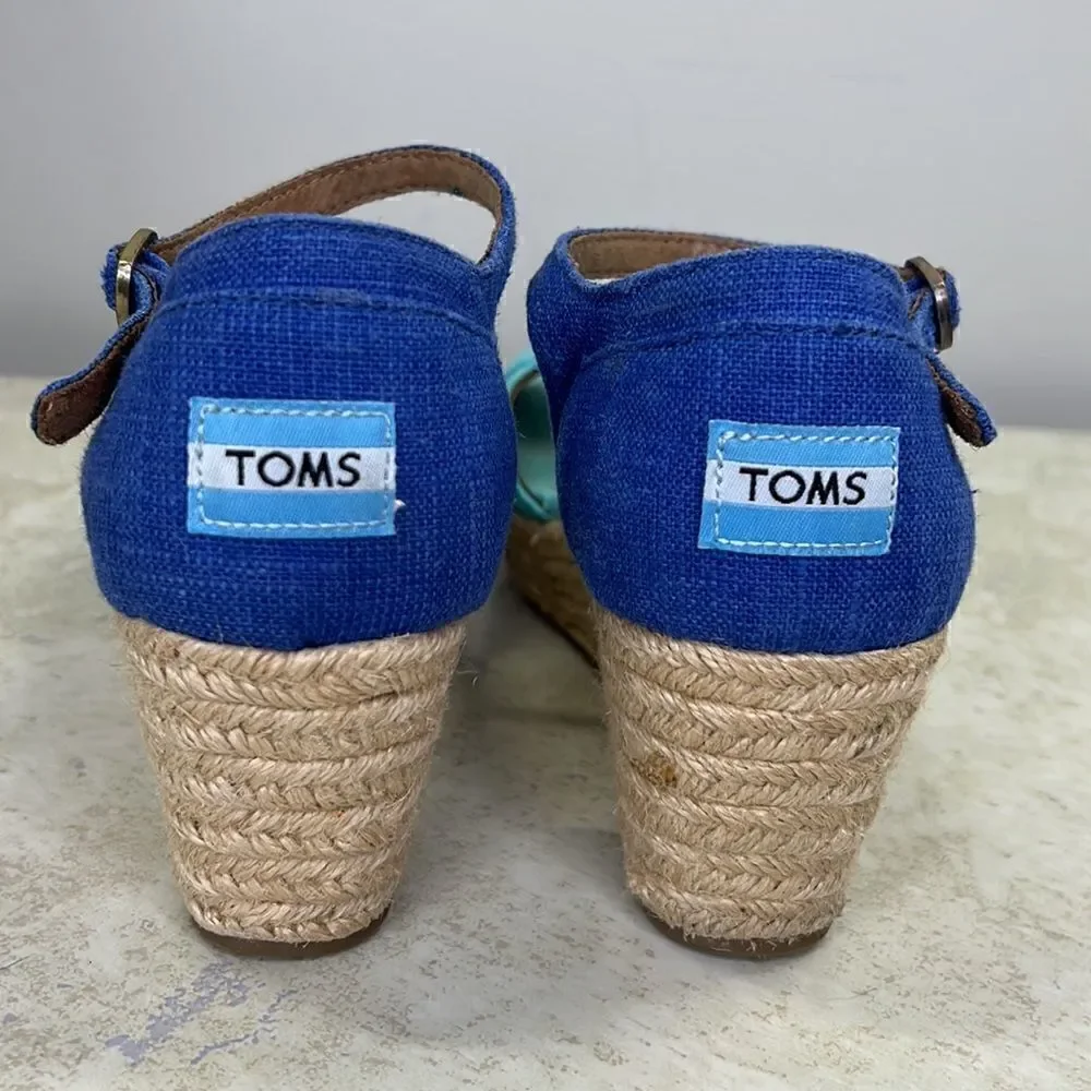 Toms Wedge Espadrille 8.5 Aqua/Blue